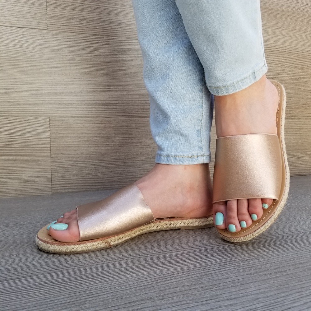 RoseGold Slip on Slider Flat Sandal Espadrille-C - Picture 3 of 8